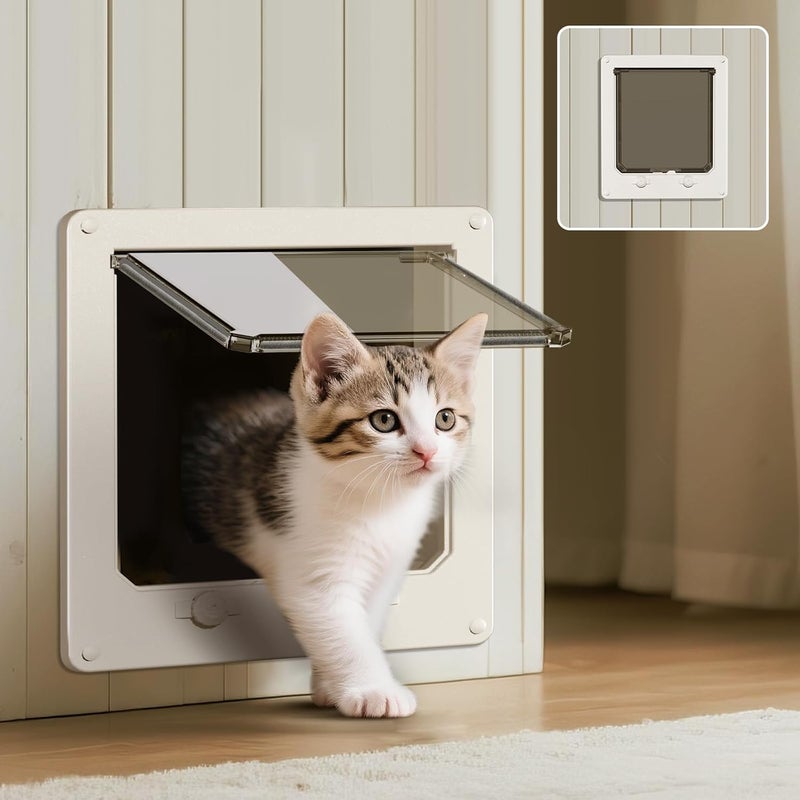 LIBBEPET Thin Cat Door, Safety Pet Door for Cats Up to 13 lbs, Interior Cat Door with 4 Way Locking for Window, Sliding Door and Cat House, Easy to Install, Medium - Image 1